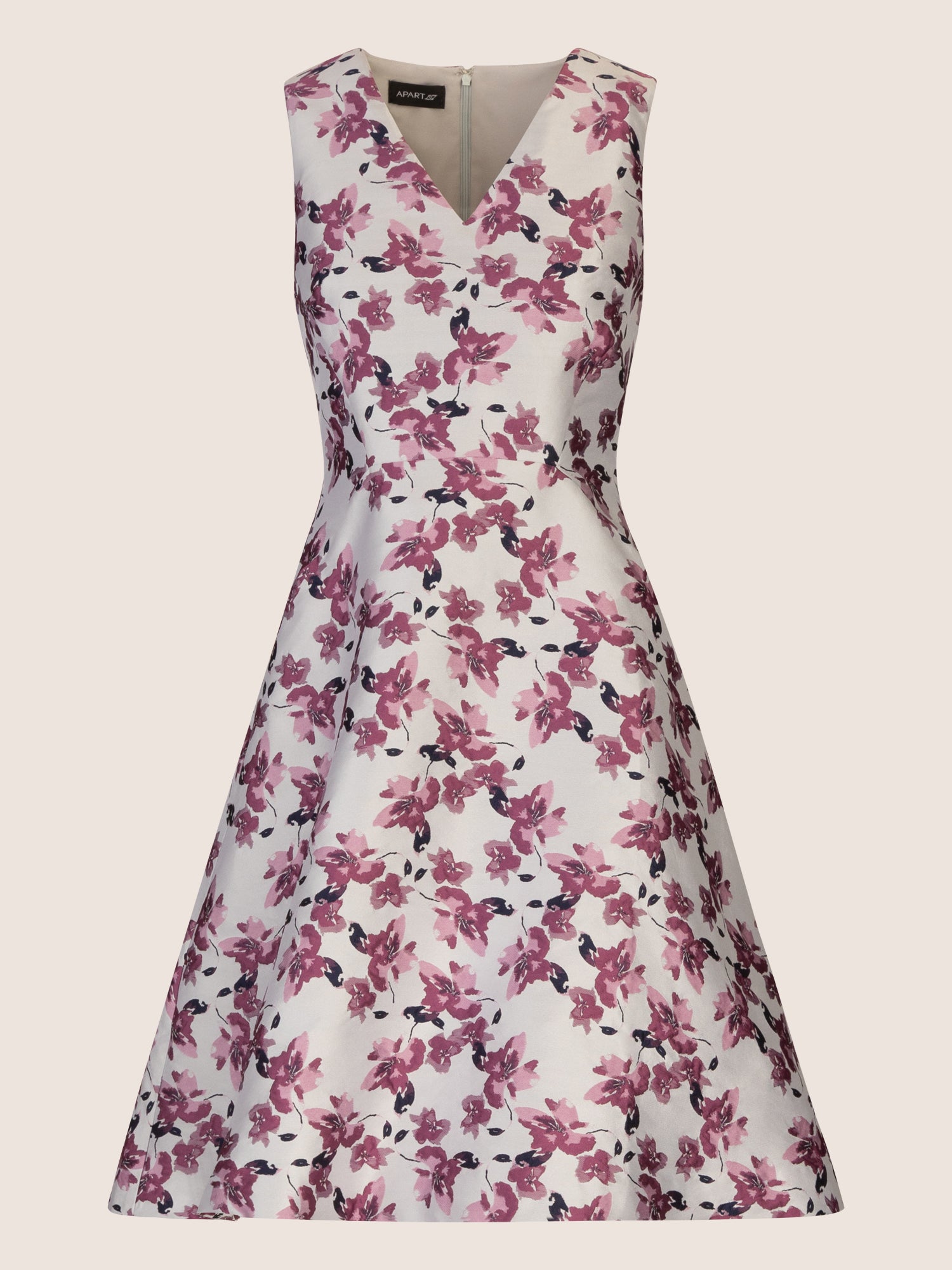 APART Jacquardkleid aus einem Jacquard mit allover Blüten | pflaume-multicolor
