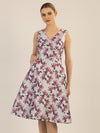 APART Jacquardkleid aus einem Jacquard mit allover Blüten | pflaume-multicolor