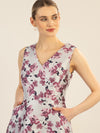 APART Jacquardkleid aus einem Jacquard mit allover Blüten | pflaume-multicolor