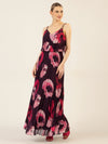 APART Abendkleid in 2in1 Optik, allover bedruckt mit großen Blüten | pflaume-multicolor