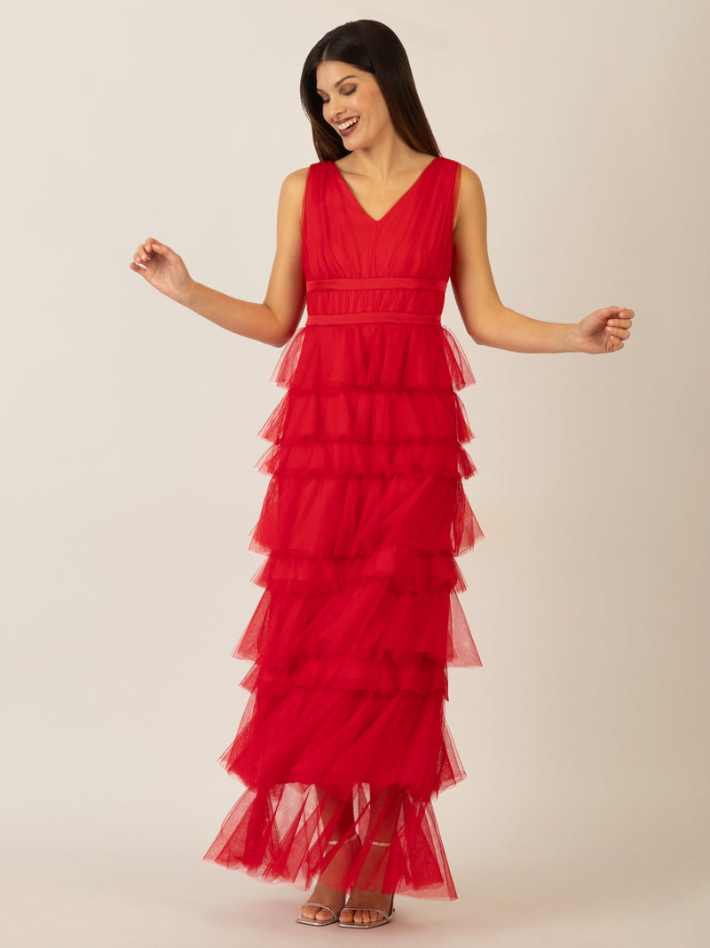 APART Abendkleid aus Jersey mit Mesh | rot