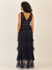 APART Abendkleid aus Jersey mit Mesh | nachtblau