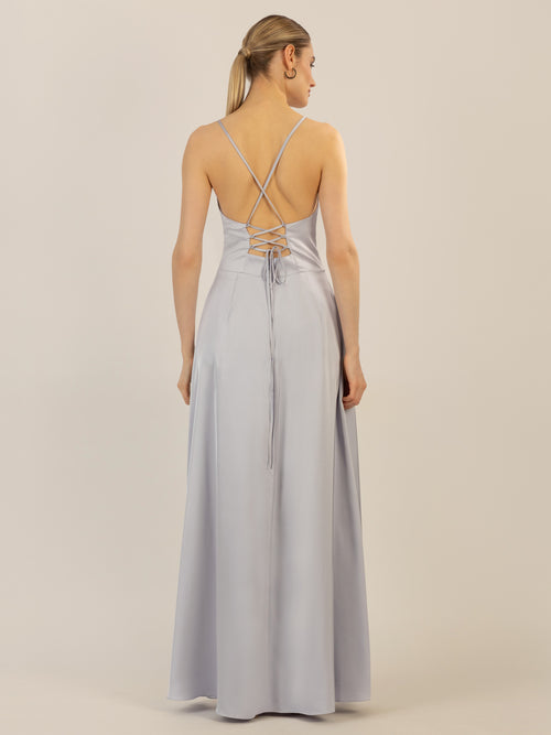 APART Satin-Abendkleid mit Wickeleffekt | hellblau image 1