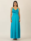 APART Satin-Abendkleid mit Wickeleffekt | türkis