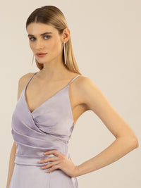 APART Satin-Abendkleid mit Wickeleffekt | lavendel