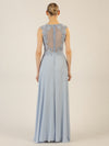 APART Abendkleid im Materialmix aus bestickter Spitze und Chiffon | hellblau