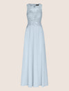 APART Abendkleid im Materialmix aus bestickter Spitze und Chiffon | hellblau