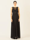 APART Abendkleid im Materialmix aus bestickter Spitze und Chiffon | schwarz