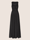 APART Abendkleid im Materialmix aus bestickter Spitze und Chiffon | schwarz