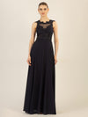 APART Abendkleid im Materialmix aus bestickter Spitze und Chiffon | nachtblau
