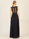 APART Abendkleid im Materialmix aus bestickter Spitze und Chiffon | nachtblau