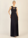 APART Abendkleid im Materialmix aus bestickter Spitze und Chiffon | nachtblau