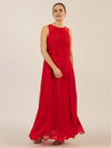 APART Abendkleid mit lose fallendem Sonnenplissee-Part bis zur Taille | rot
