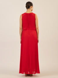 APART Abendkleid mit lose fallendem Sonnenplissee-Part bis zur Taille | rot