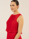 APART Abendkleid mit lose fallendem Sonnenplissee-Part bis zur Taille | rot