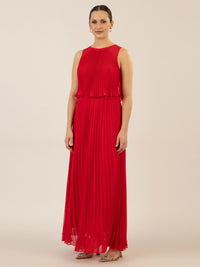 APART Abendkleid mit lose fallendem Sonnenplissee-Part bis zur Taille | rot