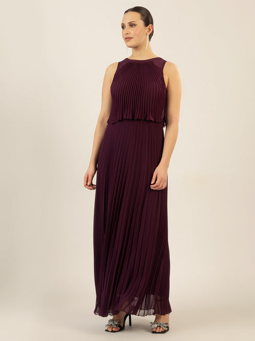 APART Abendkleid mit lose fallendem Sonnenplissee-Part bis zur Taille | pflaume image 1