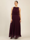 APART Abendkleid mit lose fallendem Sonnenplissee-Part bis zur Taille | pflaume