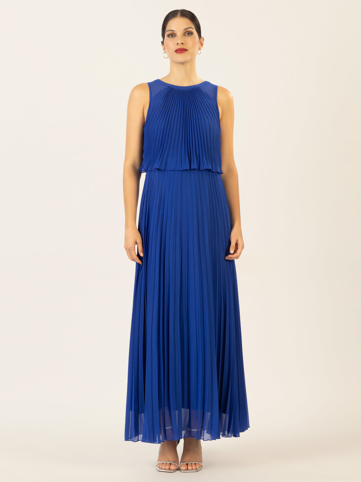 APART Abendkleid mit lose fallendem Sonnenplissee-Part bis zur Taille | royalblau