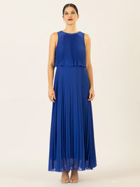 APART Abendkleid mit lose fallendem Sonnenplissee-Part bis zur Taille | royalblau