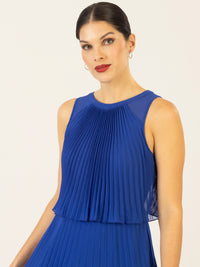 APART Abendkleid mit lose fallendem Sonnenplissee-Part bis zur Taille | royalblau