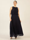 APART Abendkleid mit lose fallendem Sonnenplissee-Part bis zur Taille | nachtblau