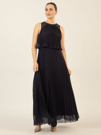 APART Abendkleid mit lose fallendem Sonnenplissee-Part bis zur Taille | nachtblau