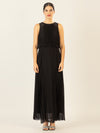 APART Abendkleid mit lose fallendem Sonnenplissee-Part bis zur Taille | schwarz