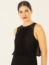APART Abendkleid mit lose fallendem Sonnenplissee-Part bis zur Taille | schwarz