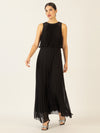 APART Abendkleid mit lose fallendem Sonnenplissee-Part bis zur Taille | schwarz