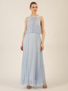 APART Abendkleid mit lose fallendem Sonnenplissee-Part bis zur Taille | hellblau