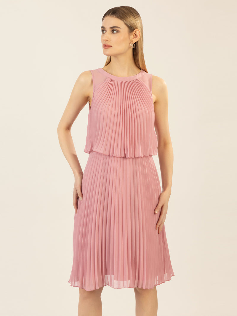 APART Cocktailkleid mit rundem Ausschnitt und schmalem , sichtbaren Halsring | mauve
