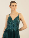 APART Abendkleid mit Chiffon und aufwendiger Bestickung | emerald