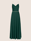 APART langes Satinkleid aus mattschimmerndem Satin | emerald