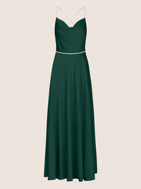 APART langes Satinkleid aus mattschimmerndem Satin | emerald