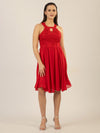 APART Cocktailkleid aus einer plastischen Spitze und Chiffon | rot