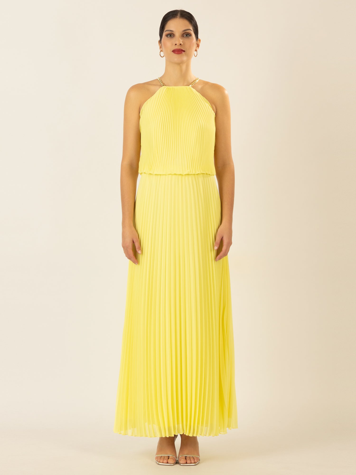 APART Plisseekleid im Neckholder-Stil | vanilla