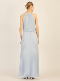 APART Plisseekleid im Neckholder-Stil | hellblau