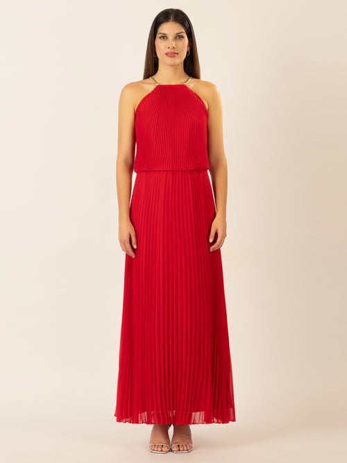 APART Plisseekleid im Neckholder-Stil | rot image 1