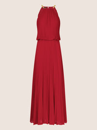 APART Plisseekleid im Neckholder-Stil | rot