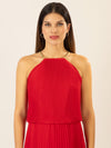 APART Plisseekleid im Neckholder-Stil | rot