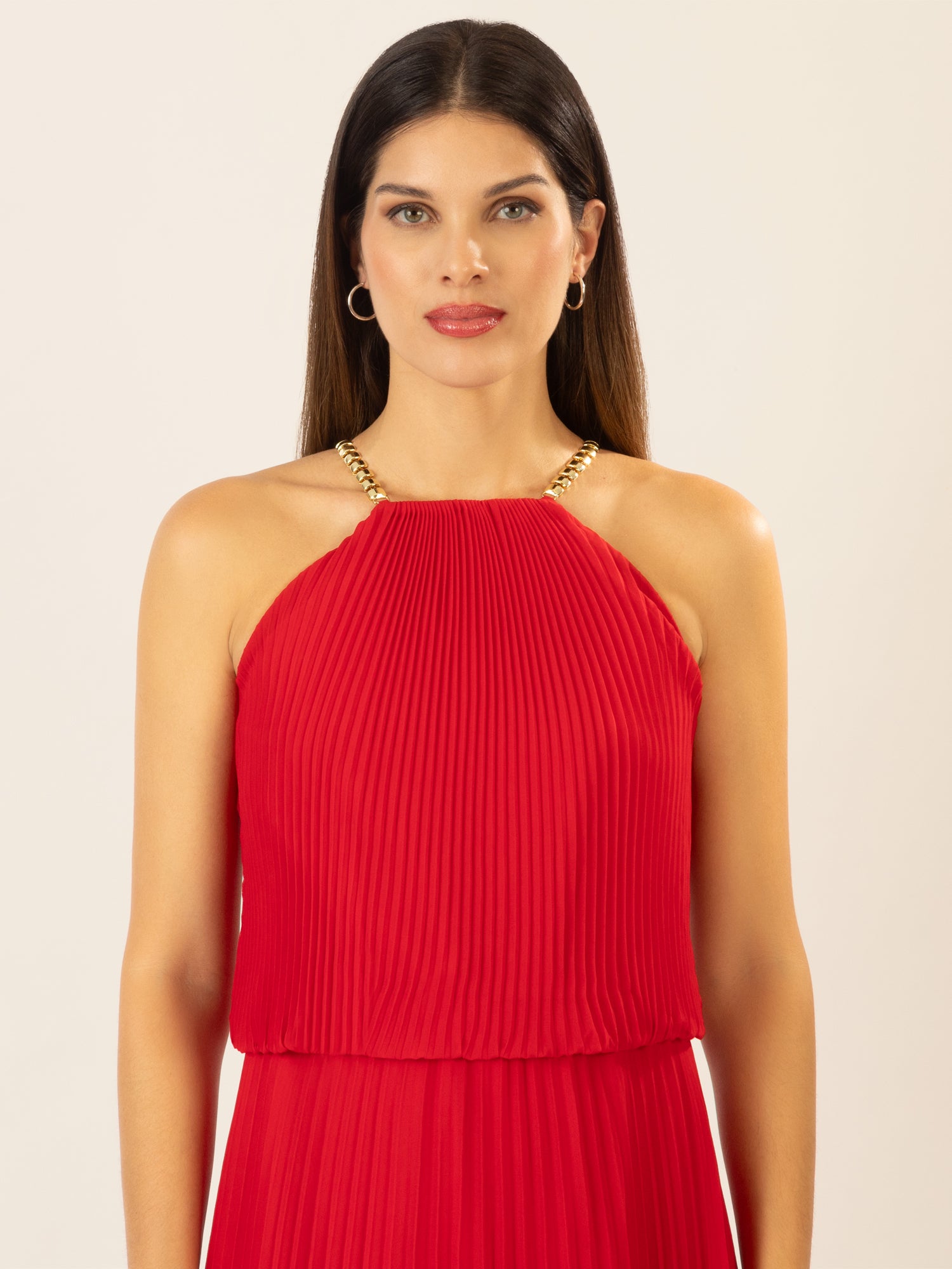 APART Plisseekleid im Neckholder-Stil | rot
