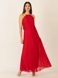 APART Plisseekleid im Neckholder-Stil | rot