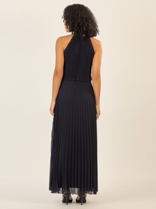 APART Plisseekleid im Neckholder-Stil | nachtblau image 1