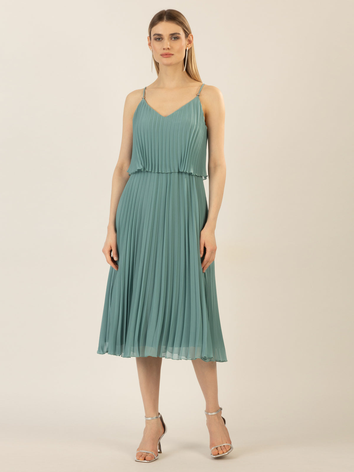 APART kurzes Plisseekleid in 2in1 Optik | jade