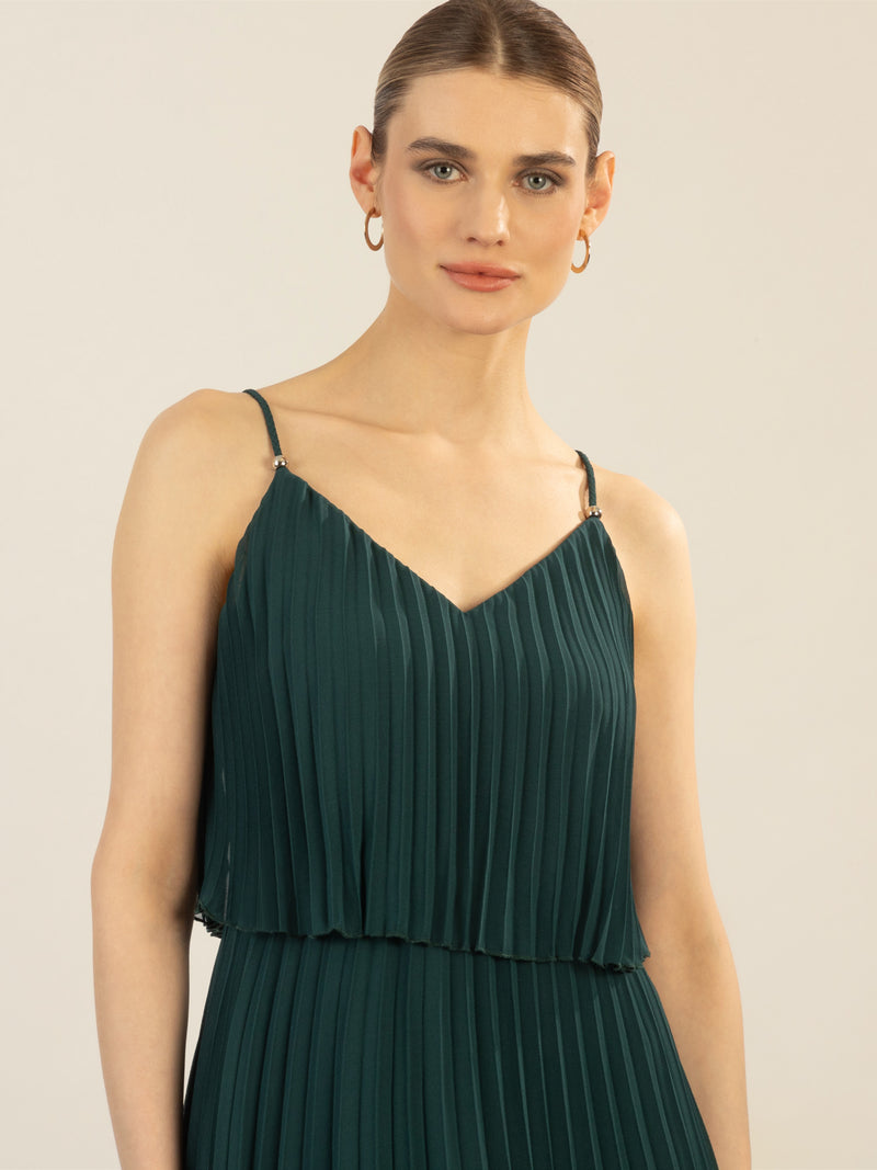 APART kurzes Plisseekleid in 2in1 Optik | emerald