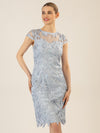 APART Cocktailkleid, aufwendig bestricktes Meshkleid | hellblau