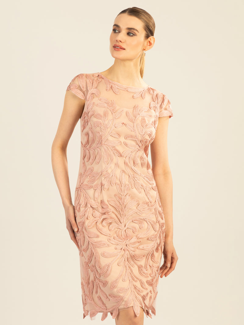 APART Cocktailkleid, aufwendig bestricktes Meshkleid | rose
