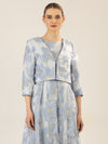 APART Jacquard Bolero aus einem strukturierten Organza-Jacquard | hellblau-creme