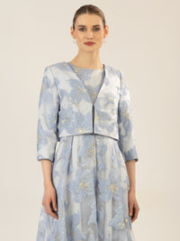 APART Jacquard Bolero aus einem strukturierten Organza-Jacquard | hellblau-creme